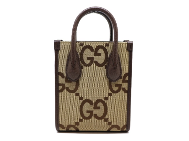 グッチ GUCCI ジャンボＧＧ ミニ トートバッグ 2WAYショルダーバッグ ダークブラウン ベージュ キャンバス レザー 699406  2148103635731【200】 の購入なら「質」の大黒屋（公式）