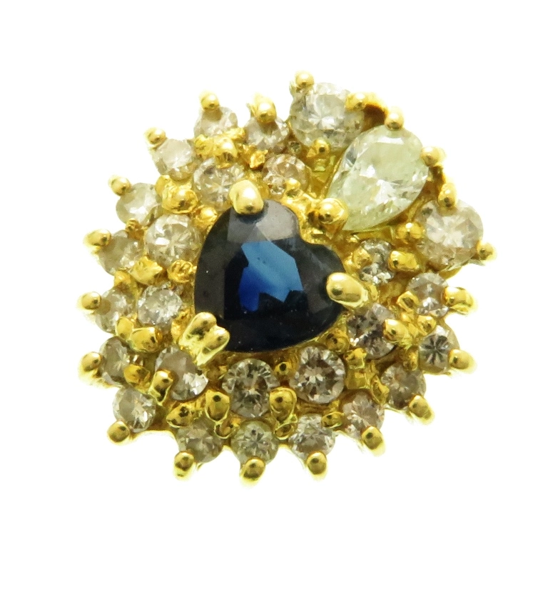 JEWELRY　貴金属・宝石　トップ　K18イエローゴールド　サファイア0.31ct/ダイヤモンド0.40ct　1.8g　2144000232998　【432】