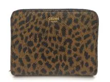 CELINE セリーヌ コインケース レオパード ブラウン ブラック レザー【473】