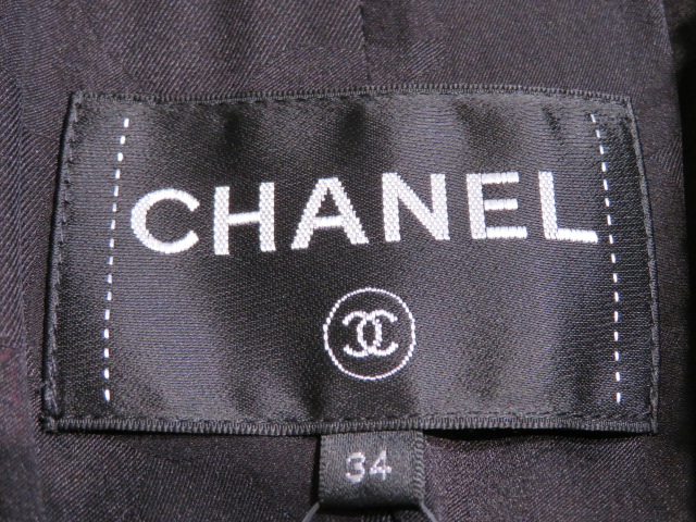 CHANEL シャネル コート レディース 34 ブラック ホワイト