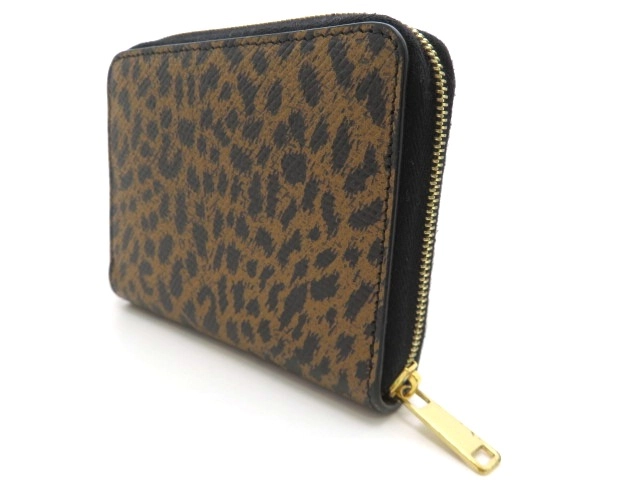 CELINE セリーヌ コインケース レオパード ブラウン ブラック レザー【473】