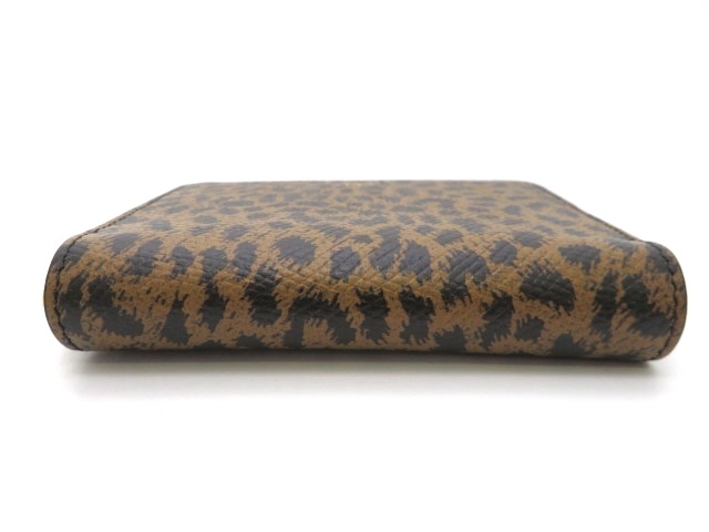 CELINE セリーヌ コインケース レオパード ブラウン ブラック レザー【473】