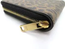 CELINE セリーヌ コインケース レオパード ブラウン ブラック レザー【473】