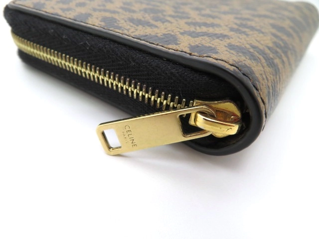 CELINE セリーヌ コインケース レオパード ブラウン ブラック レザー【473】