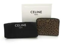 CELINE セリーヌ コインケース レオパード ブラウン ブラック レザー【473】