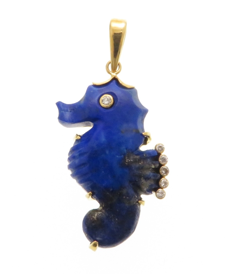 JEWELRY　ノンブランドジュエリー　貴金属・宝石　トップ　K18イエローゴールド　ラピスラズリ　ダイヤモンド0.04ct　5.1g　2143400206356　【205】