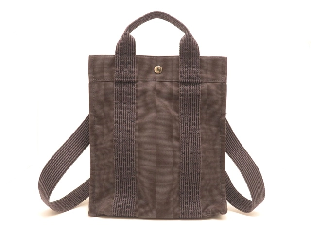 【エルメス】HERMESエールライン アドPMグレーキャンパスシルバー金具 HERMES エルメス ｴｰﾙﾗｲﾝﾄｰﾄGM ｸﾞﾚｰ/SV シルバー金具 内側シミ