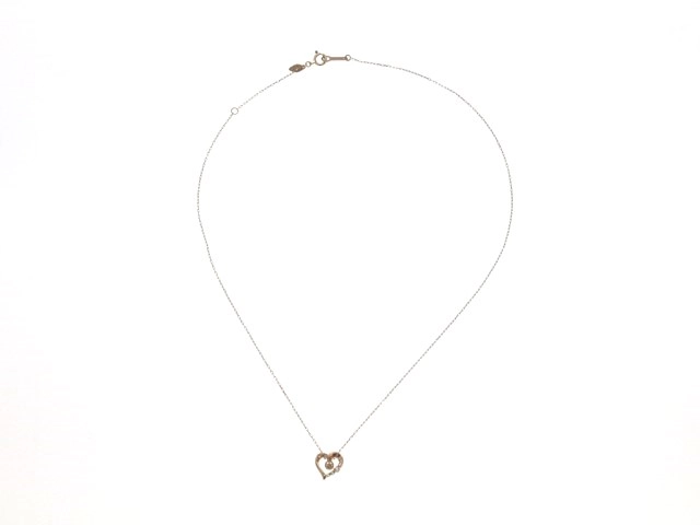 4℃ ヨンドシー ネックレス ハート K10 ピンクゴールド ダイヤモンド 1.3g【473】