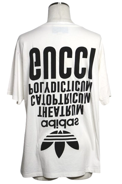GUCCI グッチ 衣類 アディダスコラボロゴTシャツ メンズM ホワイト/ブラック コットン 616036 (2148103854804) 【200】