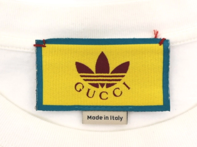 GUCCI グッチ 衣類 アディダスコラボロゴTシャツ メンズM ホワイト/ブラック コットン 616036 (2148103854804) 【200】