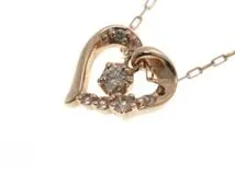 4℃ ヨンドシー ネックレス ハート K10 ピンクゴールド ダイヤモンド 1.3g【473】