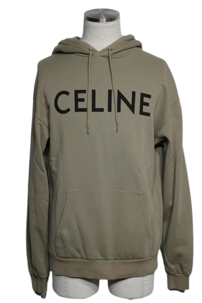 CELINE セリーヌ 衣類 ルーズ フーディー メンズXS カーキ コットン