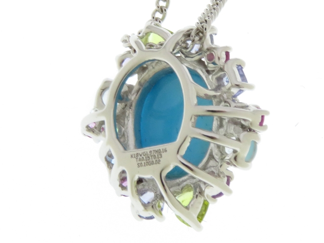 ネックレス ホワイトゴールド K18 マルチカラーストーン L&Co.(エルアンドコー)】ネックレス｜K18 マルチカラーストーン