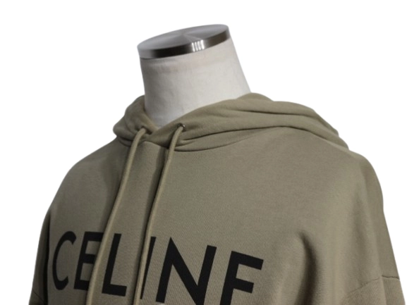 CELINE セリーヌ 衣類 ルーズ フーディー メンズXS カーキ コットン 2Y321670Q (2148103854781) 【200】