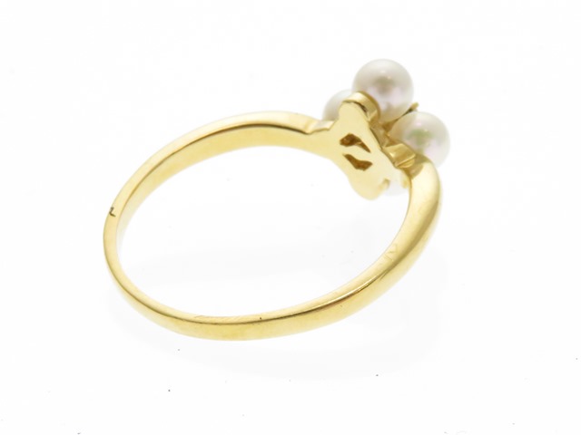 美品 ミキモト パール イエローゴールド デザインリング 指輪 U02751