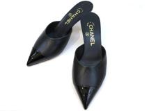 CHANEL　シャネル　ミュール　サンダル　レディース 36ハーフ　ブラック　レザー　パールヒール　G33459　（2143800183011）　【432】