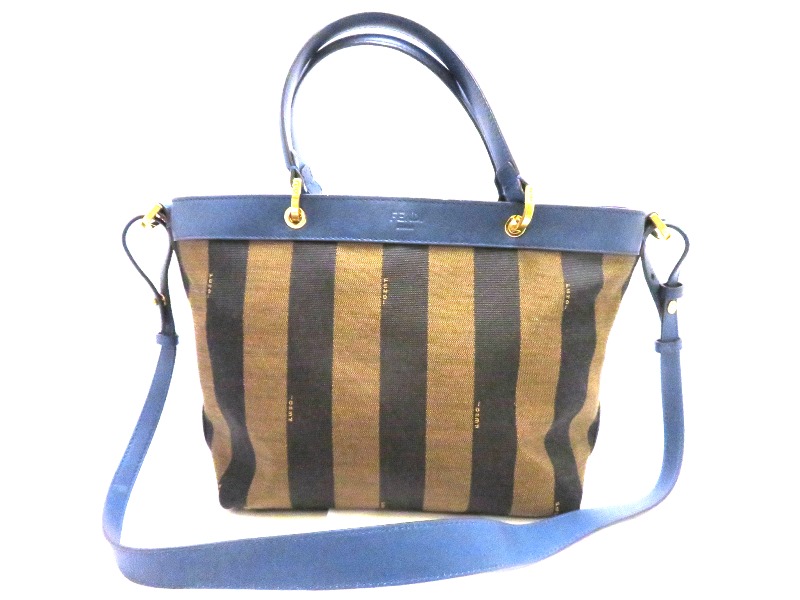 FENDI フェンディ ペカン 2WAYハンドバッグ ベージュ/ネイビー 
