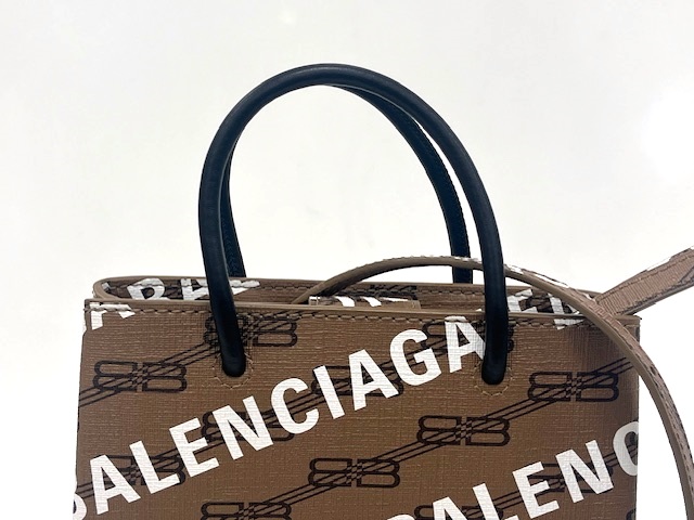 BALENCIAGA /バレンシアガ　 ショッピング バッグ BB モノグラム　ベージュ PVC/レザー　693805 210H9 2769　 【472】KS