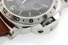 PANERAI パネライ 腕時計 1999年並行品 ルミノールGMT PAM00023 ステンレススティール/革 ブラック文字盤 自動巻き【472】SJ