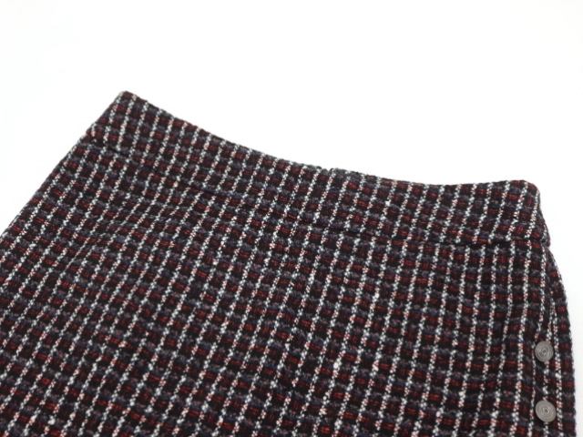 08A CHANEL シャネル 衣類 ツイードスカート レディース38 ブラック/レッド/ホワイト ウール/カシミヤ/シルク P33909V24329 (2143200621861) 【200】