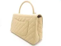 CHANEL シャネル マトラッセ ココハンドル29 ベージュ 2WAY ハンドバッグ ショルダーバッグ キャビアスキン ゴールド金具【473】