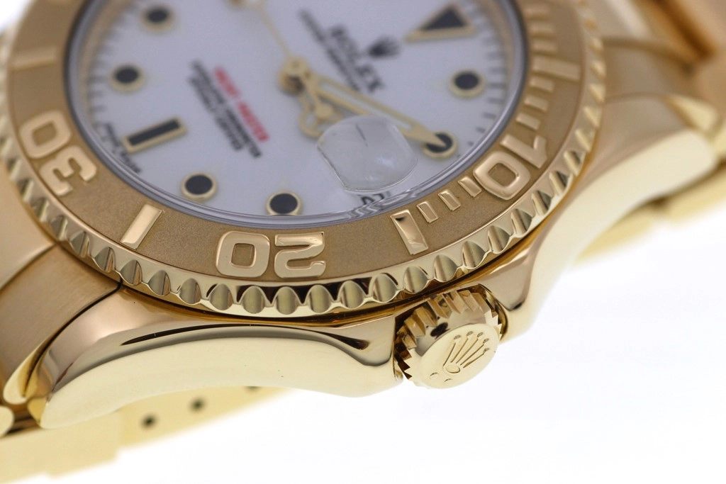 Z番2007年並行品 ROLEX ロレックス 腕時計 ヨットマスター34 168628 ホワイト文字盤 K18イエローゴールド 自動巻き【472】SJ