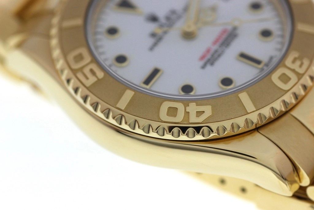 Z番2007年並行品 ROLEX ロレックス 腕時計 ヨットマスター34 168628 ホワイト文字盤 K18イエローゴールド 自動巻き【472】SJ