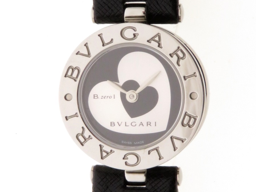 BVLGARI ブルガリ 時計 B-zero1 レディース時計　ブラック/シルバー文字盤 クオーツ ステンレス/革ベルト  （2143400129877）【200】