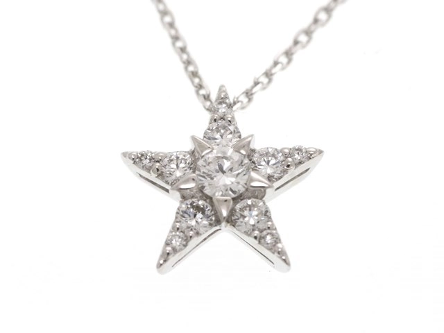 STAR JEWELRY スタージュエリー ネックレス K18 ホワイトゴールド ダイヤモンド 0.16カラット 1.9g【473】  の購入なら「質」の大黒屋（公式）