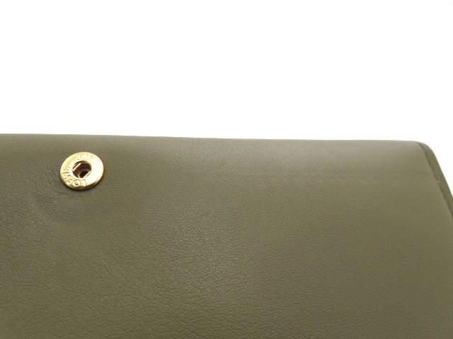 LOEWE ロエベ ペブル 長財布 コンティネンタルウォレット カーキ カーフ【473】