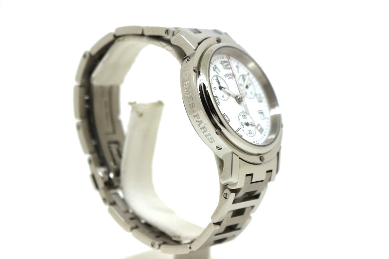 【HERMES】✨美品✨ クリッパー クロノグラフ レディース 腕時計 ホワイト HERMES】エルメス腕時計 'クリッパークロノグラフ' ホワイト ☆極美品