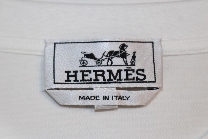 HERMES　エルメス　トップス　半袖Tシャツ　メンズM　ホワイト　コットン　（2148103362415）【200】 image number 6
