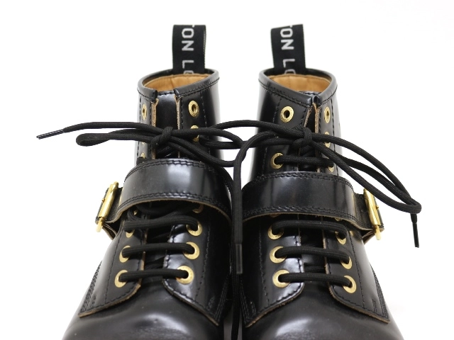 LOUIS VUITTON　ルイ・ヴィトン　靴　コンバットブーツ　メンズ6ハーフ　ブラック　レザー　2120500256924　【432】