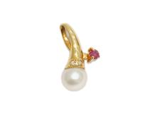 JEWELRY　ジュエリー　ペンダントトップ　K18　P　パール　R　ルビー0.05　D　ダイヤモンド0.015　約1.0g　2141100654040【208】