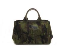 PRADA　プラダ　バッグ　カモフラージュ柄　カナパM　カーキ　キャンバス　B2642B　2147200442877　【437】