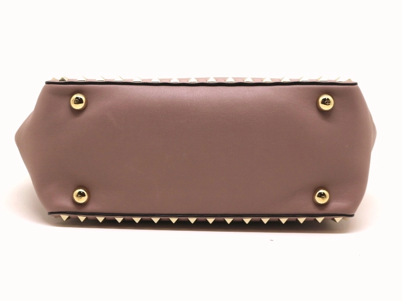 VALENTINO ヴァレンティノ ロックスタッズ　2WAYバッグ ピンクベージュ レザー 2148103688485【471】