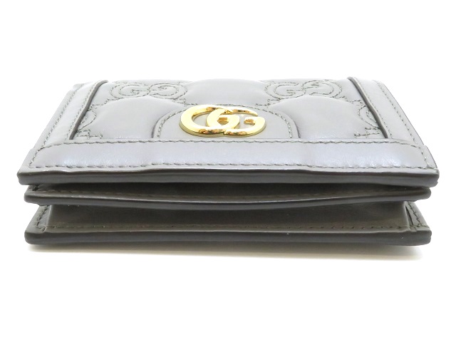 GUCCI グッチ GGマトラッセカードケースウォレット グレー レザー 723786【430】2120000266379