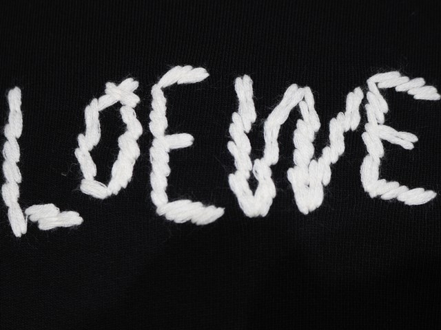 LOEWE　ロエベ　ステッチロゴクルーネックスウェットメンズL ブラックコットン LOEWEロエベステッチロゴクルーネックスウェットメンズL