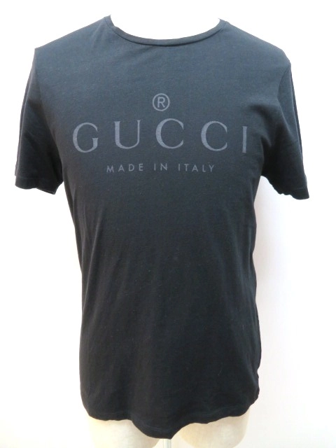 GUCCI グッチ Tシャツ メンズ M ブラック ロゴ コットン
