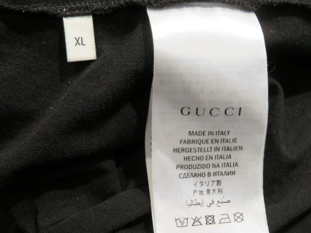 GUCCI　グッチ　ロゴ ウォッシュドオーバーサイズ Tシャツ　メンズ XL　ブラック　コットン　参考定価 \60,500-　 （2148103373794）　【200】