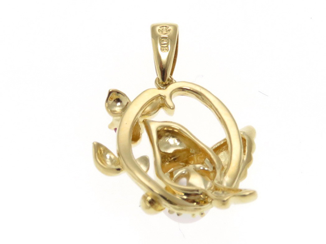 TASAKI】K18 リボン 真珠チャーム ネックレストップ 18金 ゴールド