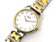 ✨新品電池✨HERMES エルメス 腕時計 レディース アルソー コンビカラー HERMES エルメス 時計 アルソー レディース GP/SS クオーツ