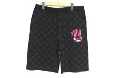 LOUIS VUITTON ルイヴィトン グラフィティ ハーフパンツ メンズL ブラック コットン RM222M JL4 HNM23W