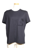 2025SS HERMES エルメス 刺繍ポケットTシャツ レディース42（約LLサイズ） ブルーノワール（ネイビー） コットン H4H4615DA5H34