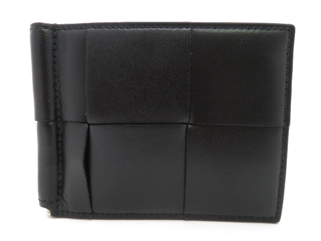 ボッテガヴェネタ マネークリップ 二つ折り財布　ブラック　正規店 BOTTEGA VENETA ボッテガヴェネタ 二つ折り財布 カーフレザー