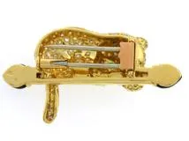 Van Cleef & Arpels ヴァンクリーフ&アーペル アニマルブローチ/K18イエローゴールド/エメラルド/オニキス/ダイヤモンド 重さ約10.8g【472】SJ