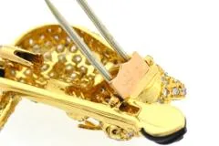 Van Cleef & Arpels ヴァンクリーフ&アーペル アニマルブローチ/K18イエローゴールド/エメラルド/オニキス/ダイヤモンド 重さ約10.8g【472】SJ