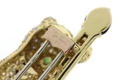 Van Cleef & Arpels ヴァンクリーフ&アーペル アニマルブローチ/K18イエローゴールド/エメラルド/オニキス/ダイヤモンド 重さ約10.8g【472】SJ