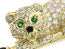 Van Cleef & Arpels ヴァンクリーフ&アーペル アニマルブローチ/K18イエローゴールド/エメラルド/オニキス/ダイヤモンド 重さ約10.8g【472】SJ