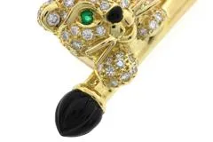Van Cleef & Arpels ヴァンクリーフ&アーペル アニマルブローチ/K18イエローゴールド/エメラルド/オニキス/ダイヤモンド 重さ約10.8g【472】SJ